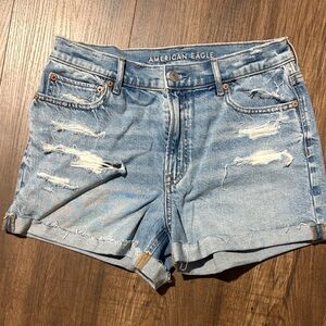 American Eagle Outfitters Light Blue Distressed Jean Shorts